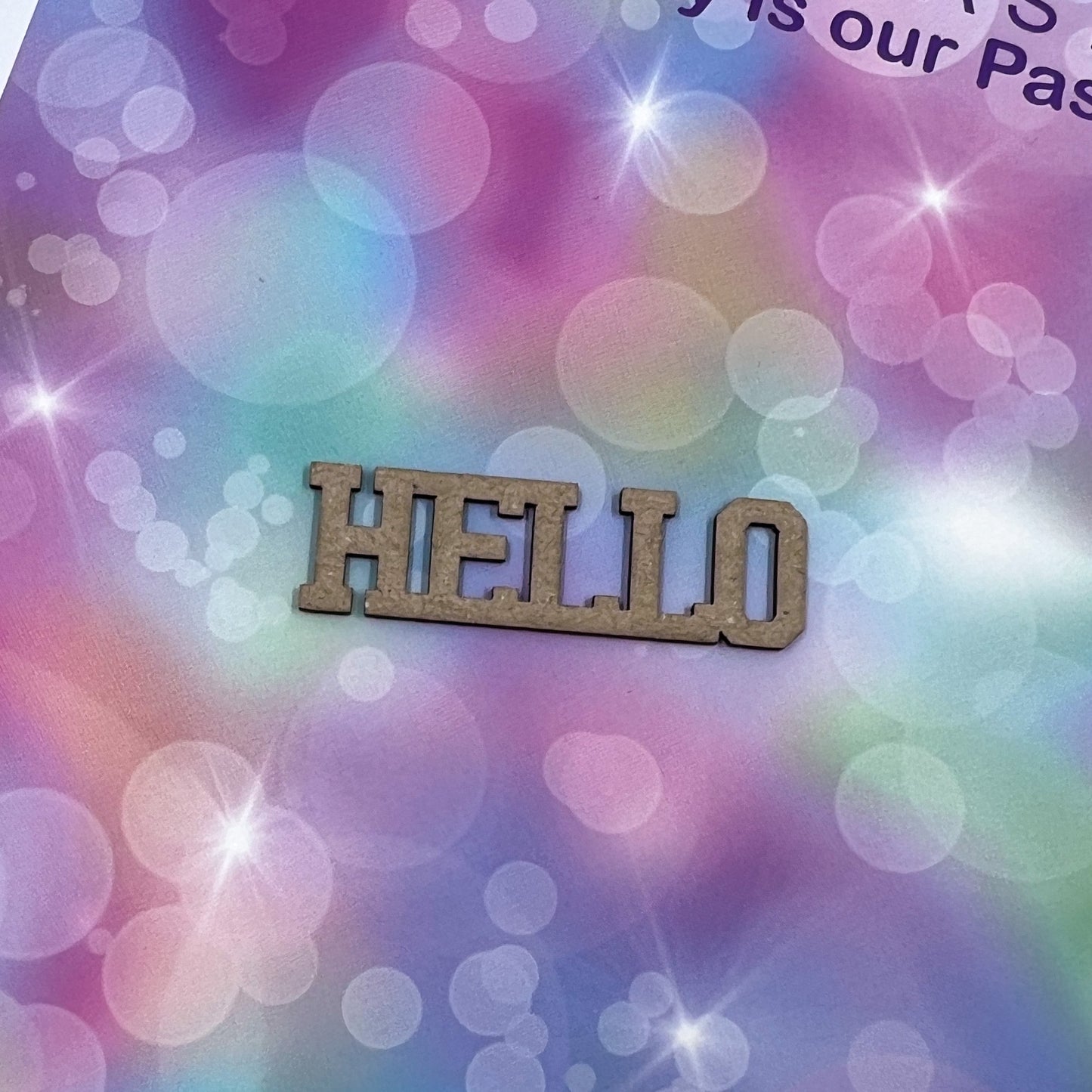 Chippie-Cuts Grey 1.2mm Chipboard Mini-Block Word - Hello 1.5"x0.5" 15032