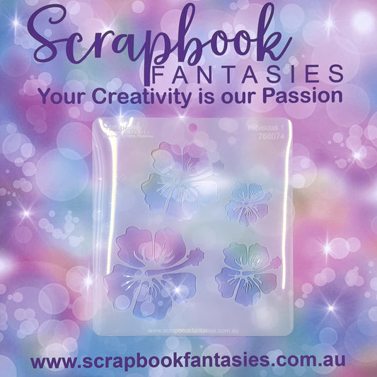 Scrapbook Fantasies Stencil Template Mask - 5.5”x5.5” - Hibiscus 1 768074