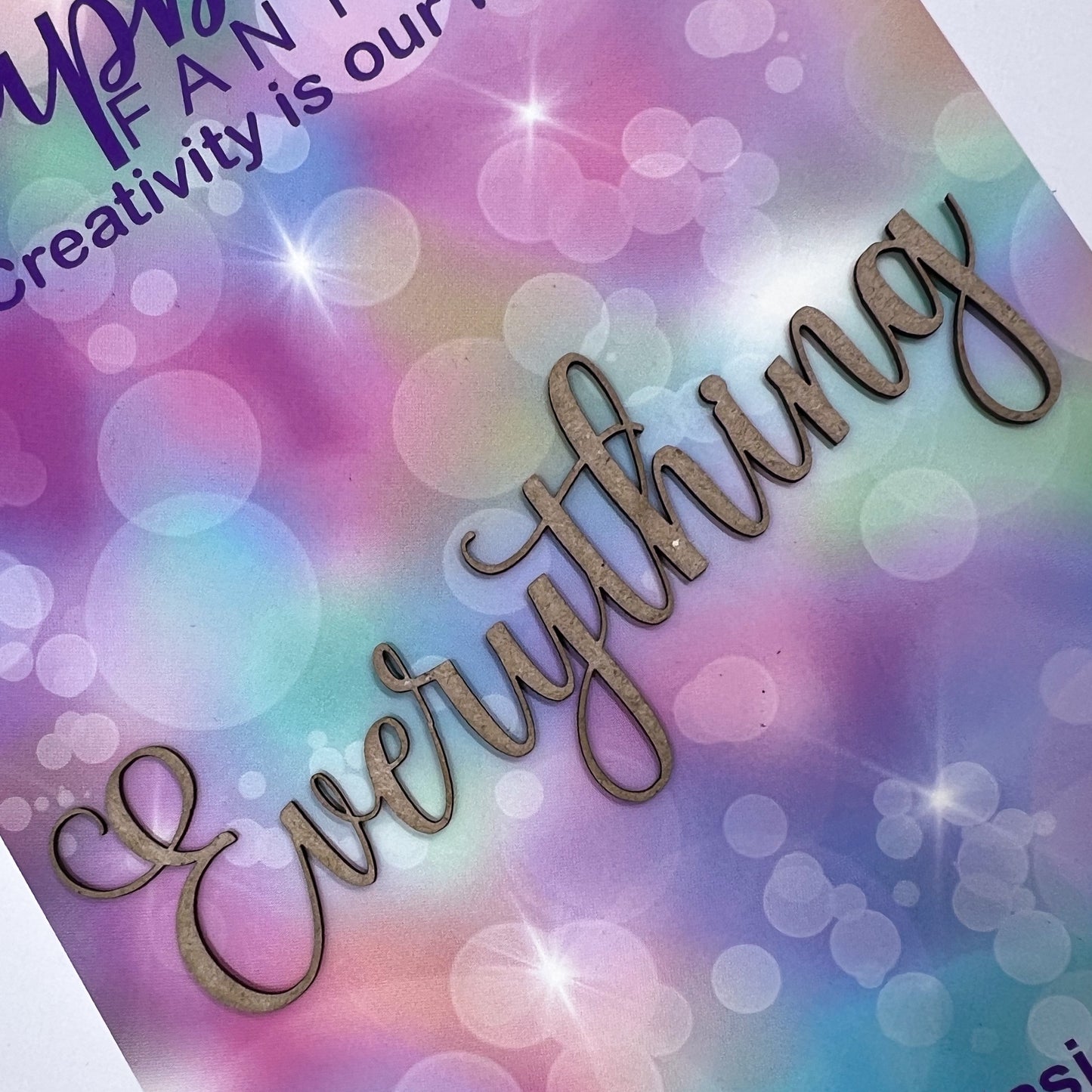 Chippie-Cuts Grey 1.2mm Chipboard Word - Everything (script) 4.25"x1.5" 15118