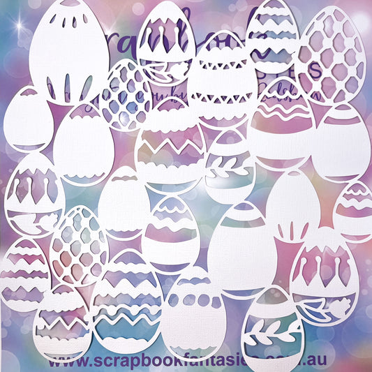 Easter Blessings - Easter Eggs 11.75"x11.75" White Linen Cardstock Background-Cut - Designed by Alicia Redshaw