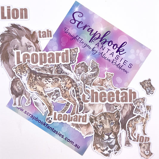 On Safari Colour-Cuts (21 pieces) Big Cats - Designed by Alicia Redshaw