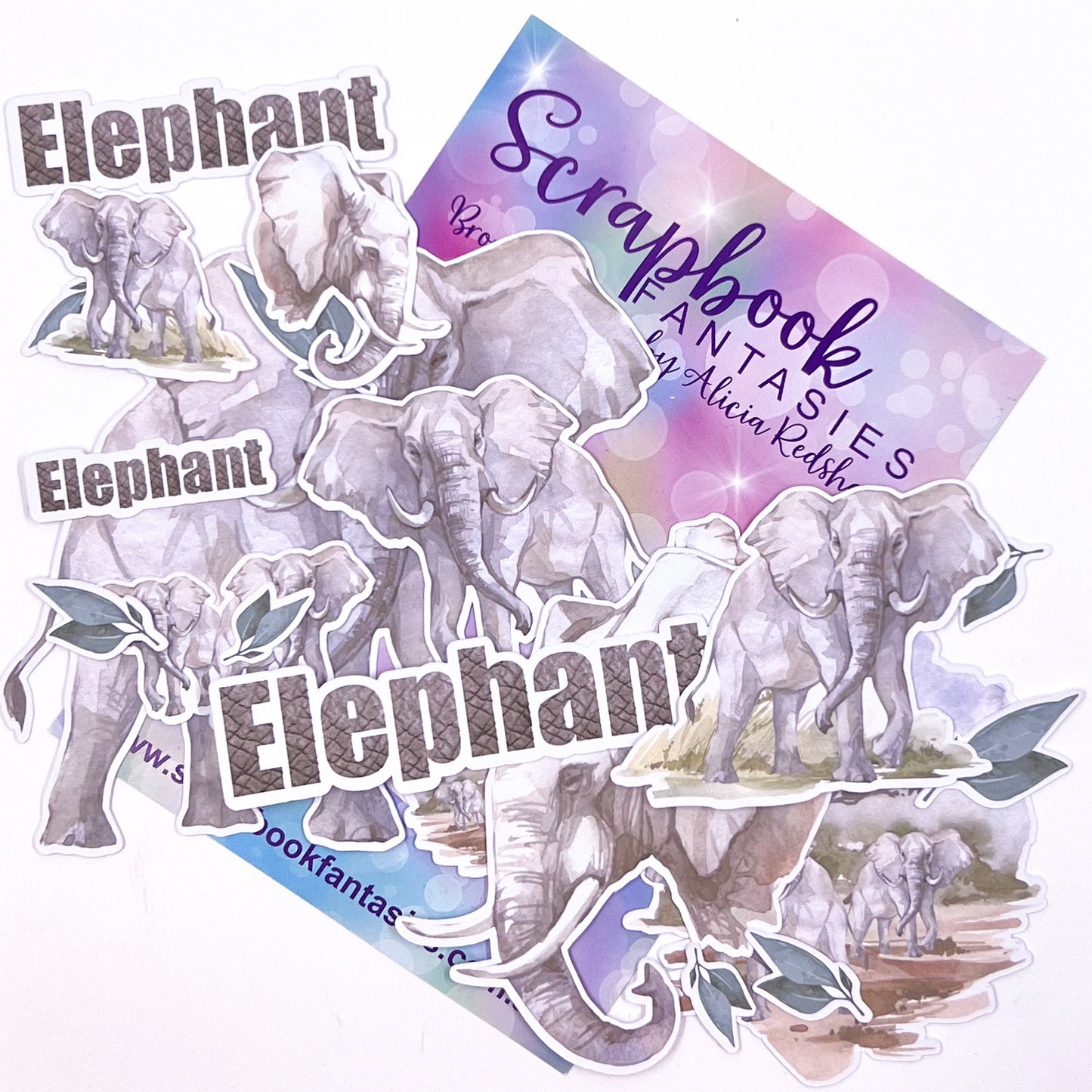 On Safari Colour-Cuts (21 pieces) Elephants - Designed by Alicia Redshaw