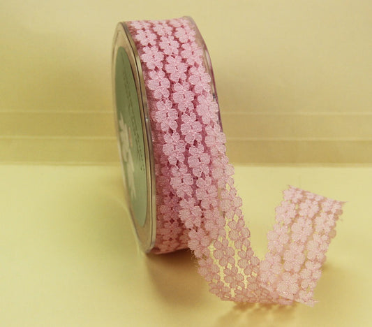 25mm Dusty Pink Nylon Flower Lace (1mt)