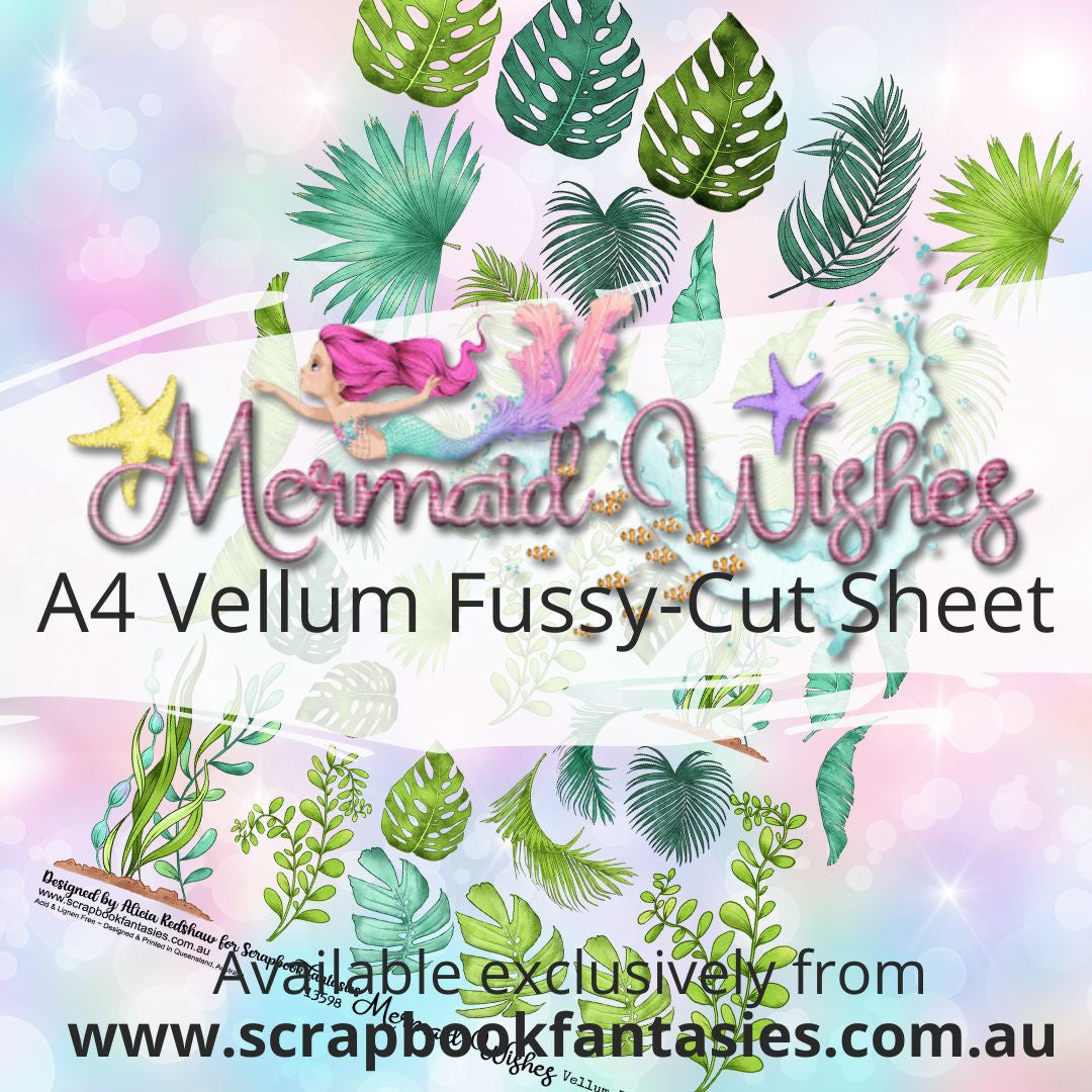 Mermaid Wishes A4 Vellum Colour Fussy-Cut Sheet - Leaves 13598