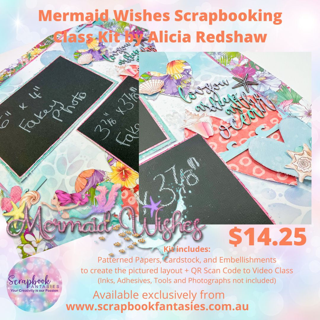 Mermaid Wishes Scrapbook Layout Class Kit - GICS #17 - Friday 14 July 2023