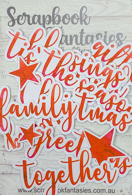 Colour-Cuts Minis - Christmas Words - Red Watercolour (13 pieces) Designed by Alicia Redshaw