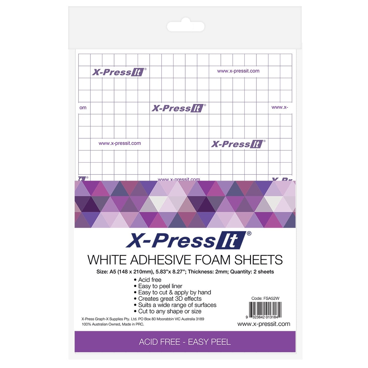 X-Press It White A5 Adhesive Foam Sheets - 2pk (2mm thick) FSA52W