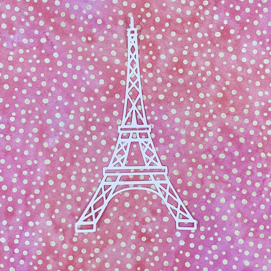Tropicana - Eiffel Tower (medium) 6"x3.25" White Linen Cardstock Picture-Cut - Designed by Alicia Redshaw