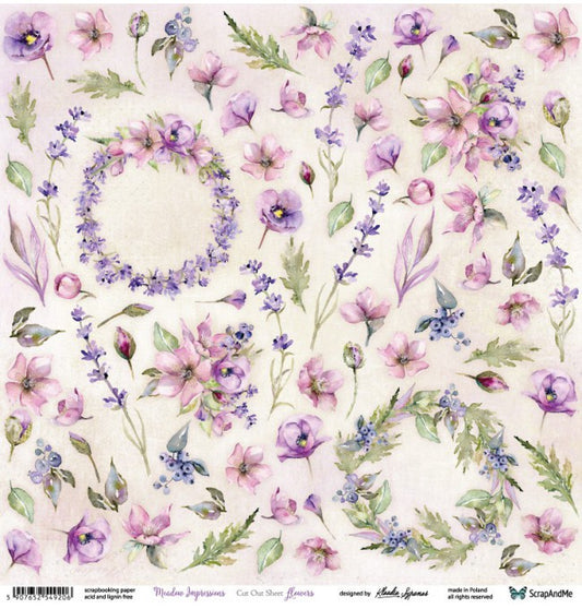 ScrapAndMe Meadow Impressions 12"x12" Single-sided Flowers Cut Out Sheet