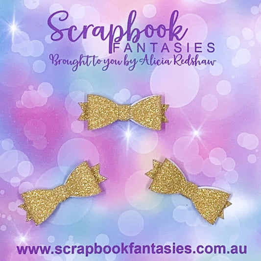 Handmade Gold Fine Mini-Mini Glitter Bows (3 pack) by Naomi-Jon Redshaw