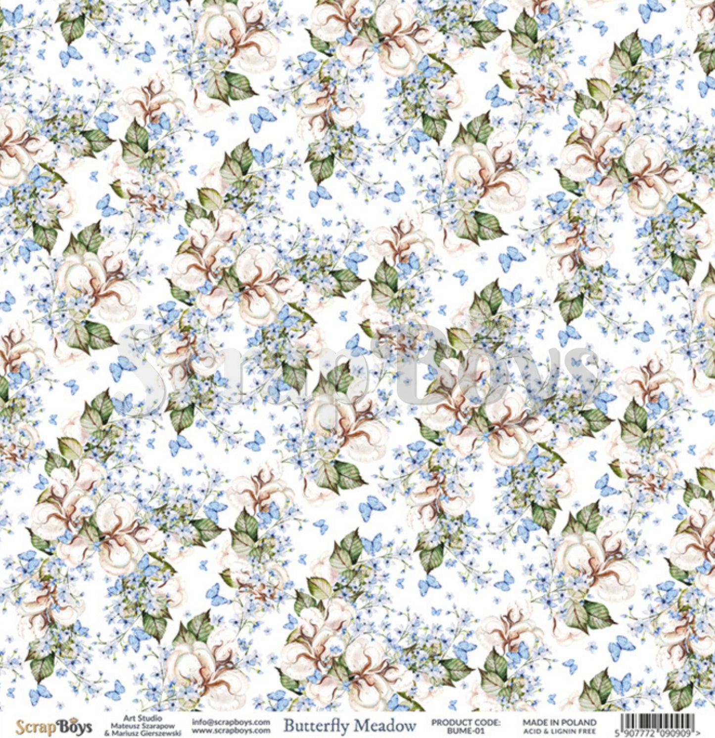 ScrapBoys - Butterfly Meadow - 12 x 12 Pattern Paper (Bume-01)