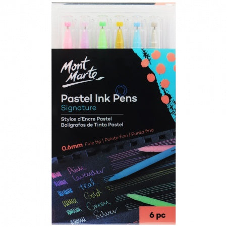 Mont Marte Signature Pastel Ink Pens - 6 pieces  - 0.6mm fine tip - MPN0124