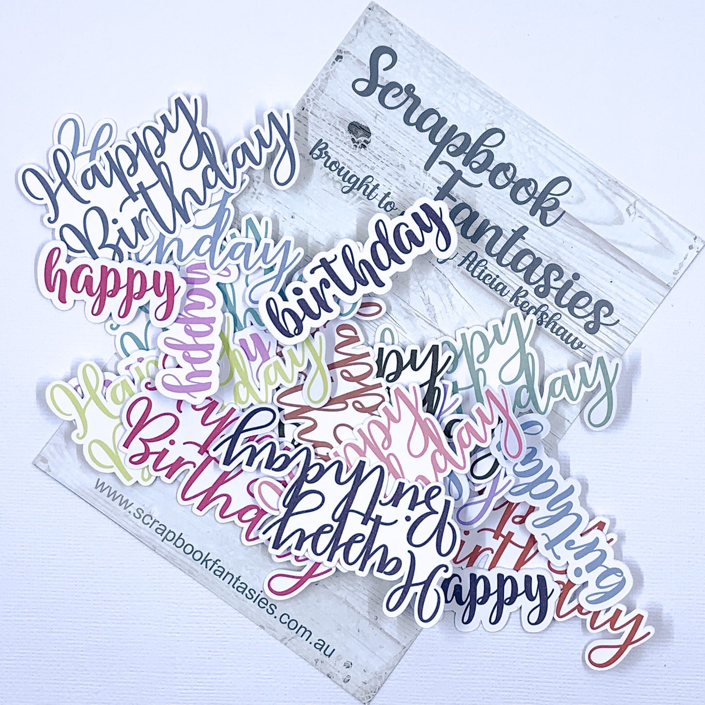 Glamorous - Happy Birthday Sentiments Colour-Cuts (19 pieces) Designed by Alicia Redshaw