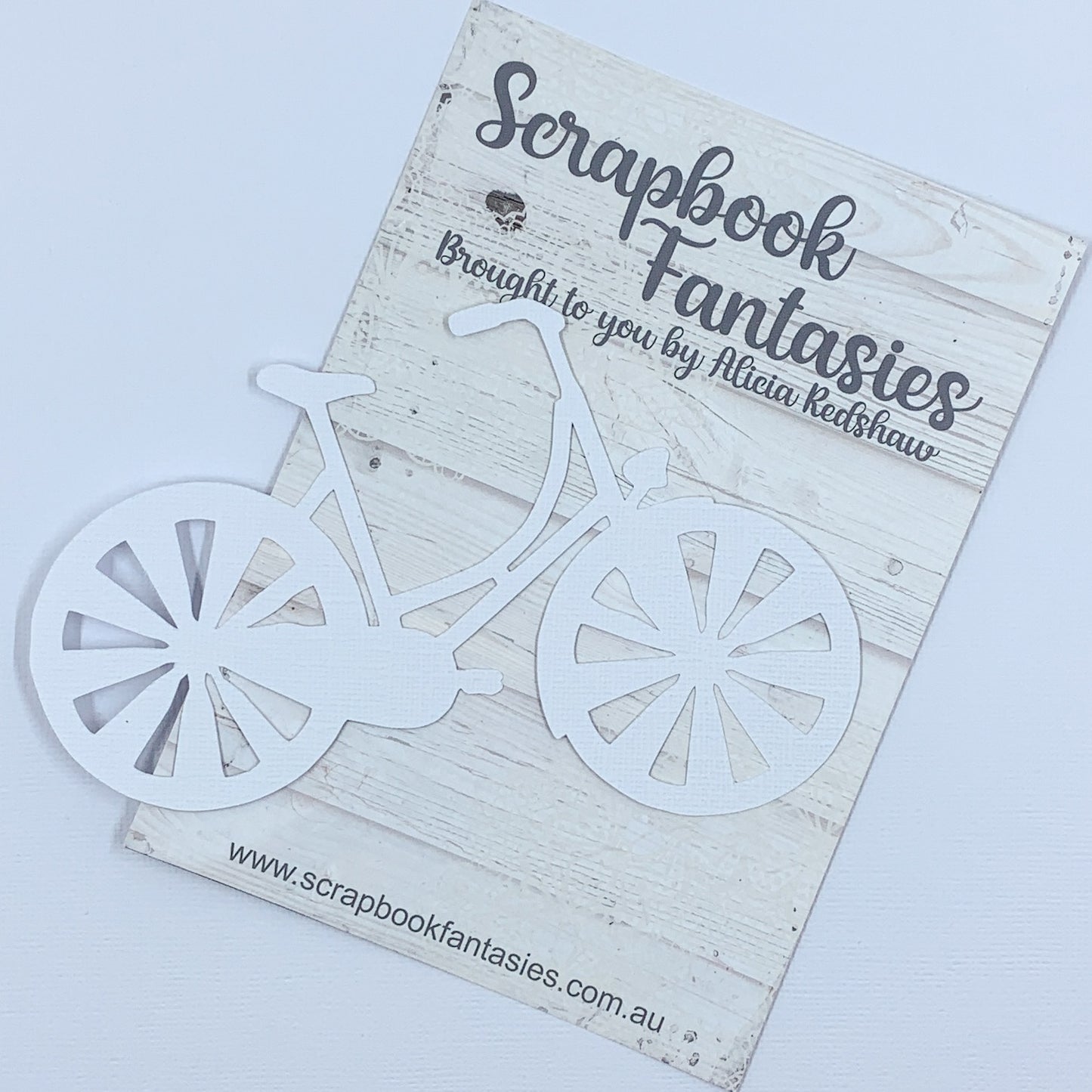 Bicycle 5.75"x3.75" White Linen Cardstock Cutout - Designed by Alicia Redshaw