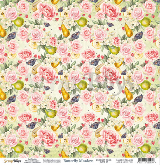 ScrapBoys - Butterfly Meadow - 12 x 12 Pattern Paper (Bume-04)
