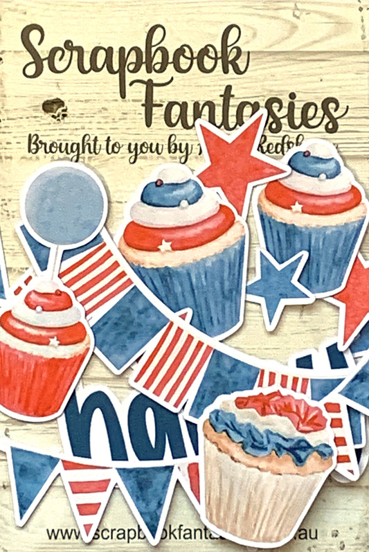 Colour-Cuts Minis - Cupcakes & Banners - Blue & Red (12 pieces) Designed by Alicia Redshaw