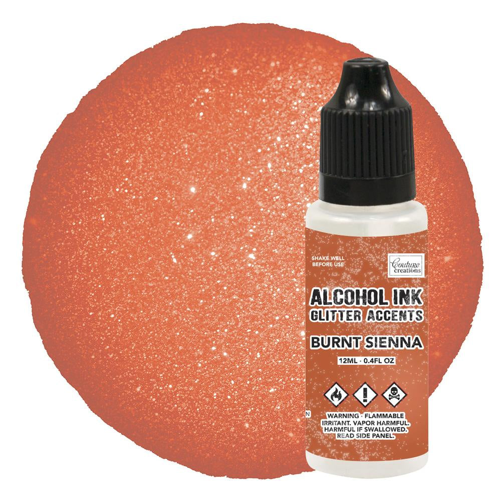 Couture Creations 12ml Burnt Sienna Glitter Accents Alcohol Ink CO728357