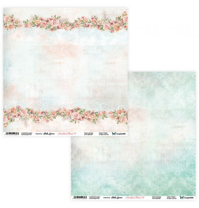 ScrapAndMe Amidst the Roses 12"x12" Double-sided Patterned Paper 07/08