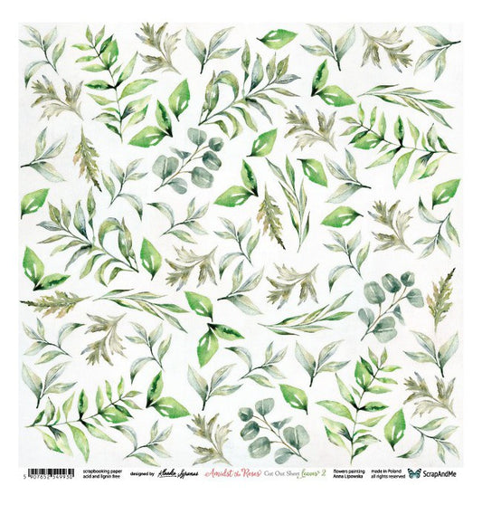 ScrapAndMe Cut Out Amidst the Roses Leaves 2 12"x12" Single-sided Patterned Paper