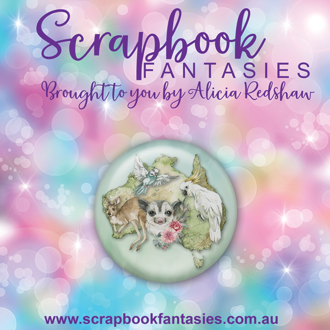 Aussie Grunge Flair Button [1"] - Aussie Grunge (1 piece) Designed by Alicia Redshaw Exclusively for Scrapbook Fantasies