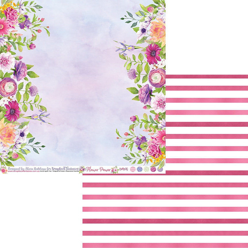 Flower Power 12x12 Double-Sided Patterned Paper 3 - Designed by Alicia Redshaw Exclusively for Scrapbook Fantasies