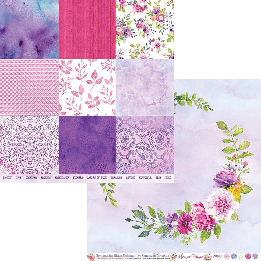 Flower Power 12x12 Double-Sided Patterned Paper 4 - Designed by Alicia Redshaw Exclusively for Scrapbook Fantasies