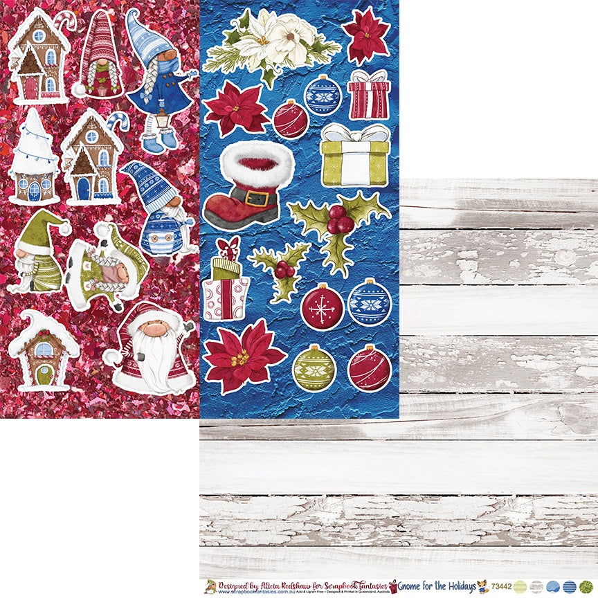 Gnome for the Holidays 12x12 Double-Sided Patterned Paper 2 - Designed by Alicia Redshaw Exclusively for Scrapbook Fantasies