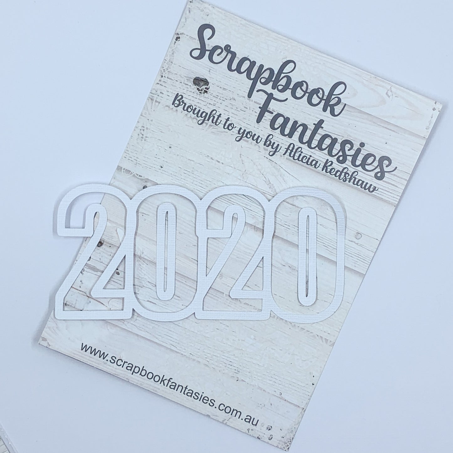 2020 (open) 2.25"x4.75" White Linen Cardstock Title-Cut - Designed by Alicia Redshaw