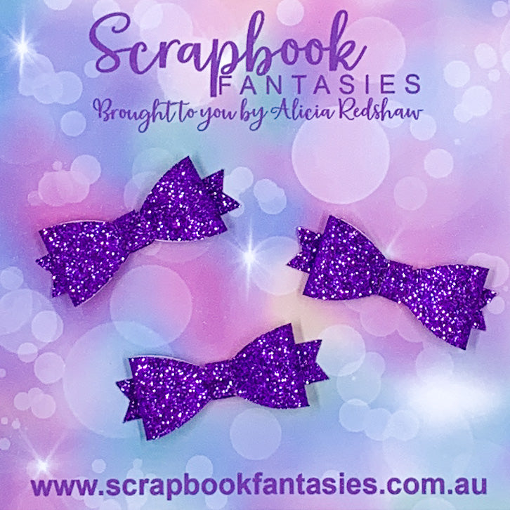 Handmade Purple Sparkly Mini Glitter Bows (3 pack) by Naomi-Jon Redshaw