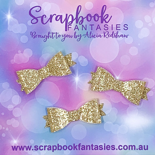 Handmade Gold Sparkly Mini Glitter Bows (3 pack) by Naomi-Jon Redshaw
