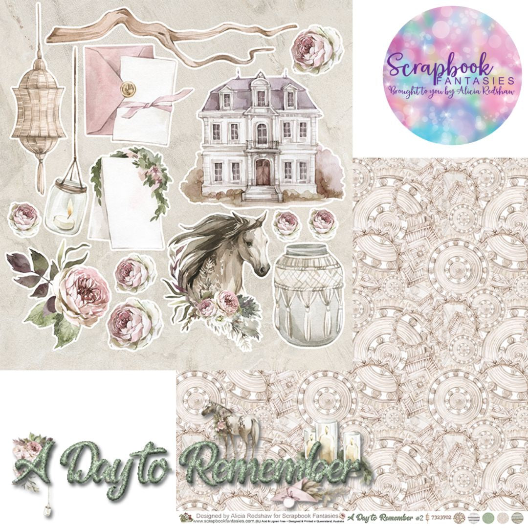 A Day to Remember 12x12 Double-Sided Patterned Paper 2 - Designed by Alicia Redshaw Exclusively for Scrapbook Fantasies