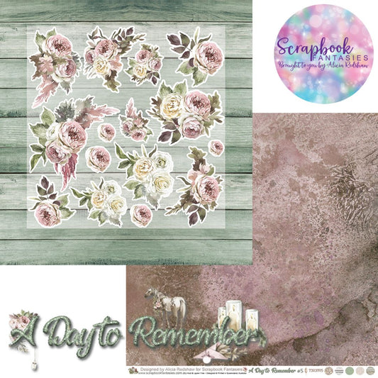 A Day to Remember 12x12 Double-Sided Patterned Paper 5 - Designed by Alicia Redshaw Exclusively for Scrapbook Fantasies