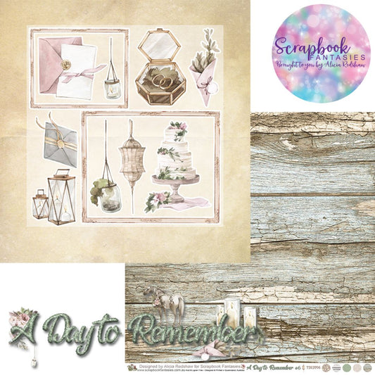 A Day to Remember 12x12 Double-Sided Patterned Paper 6 - Designed by Alicia Redshaw Exclusively for Scrapbook Fantasies