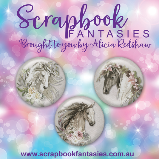 A Day to Remember Flair Button [1"] - Embellished Horses (3 pieces) Designed by Alicia Redshaw
