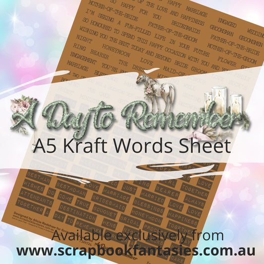 A Day to Remember A5 Kraft Words Sheet 7328724