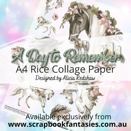 A Day to Remember A4 Rice Collage Paper - Floral Embellished Horses