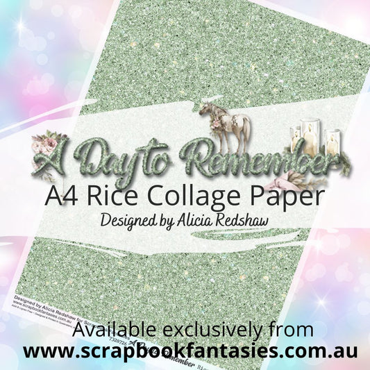 A Day to Remember A4 Rice Collage Paper - Sage Green Glitter