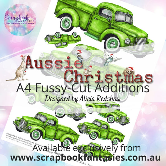 Aussie Christmas A4 Colour Fussy-Cut Additions - Green Utes 888009