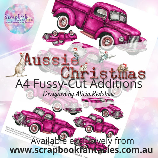 Aussie Christmas A4 Colour Fussy-Cut Additions - Pink Utes 888007