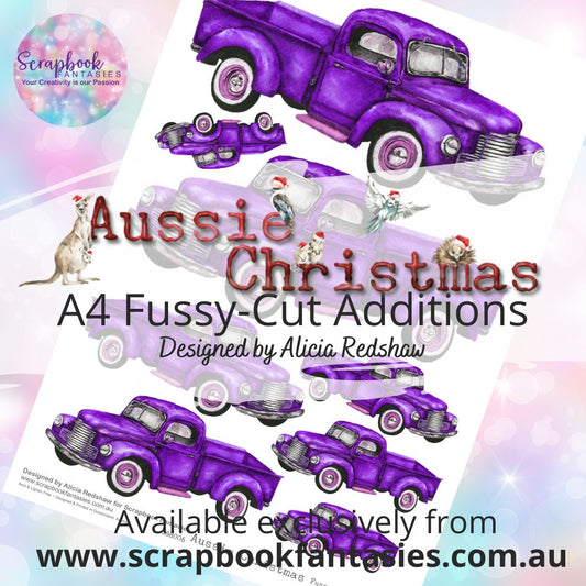 Aussie Christmas A4 Colour Fussy-Cut Additions - Purple Utes 888006