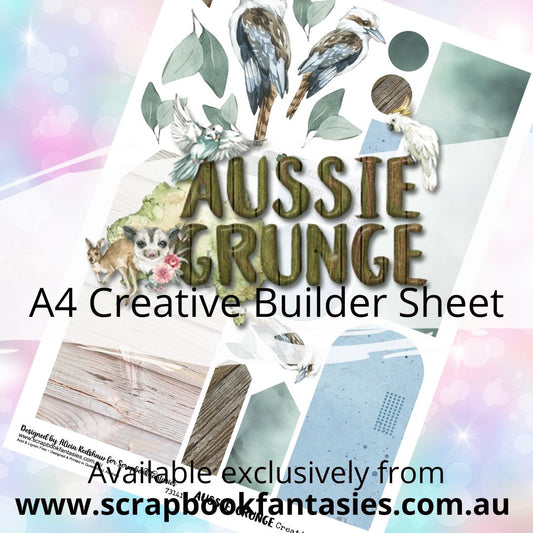 Aussie Grunge A4 Creative Builder Sheet - Kookaburra - Designed by Alicia Redshaw