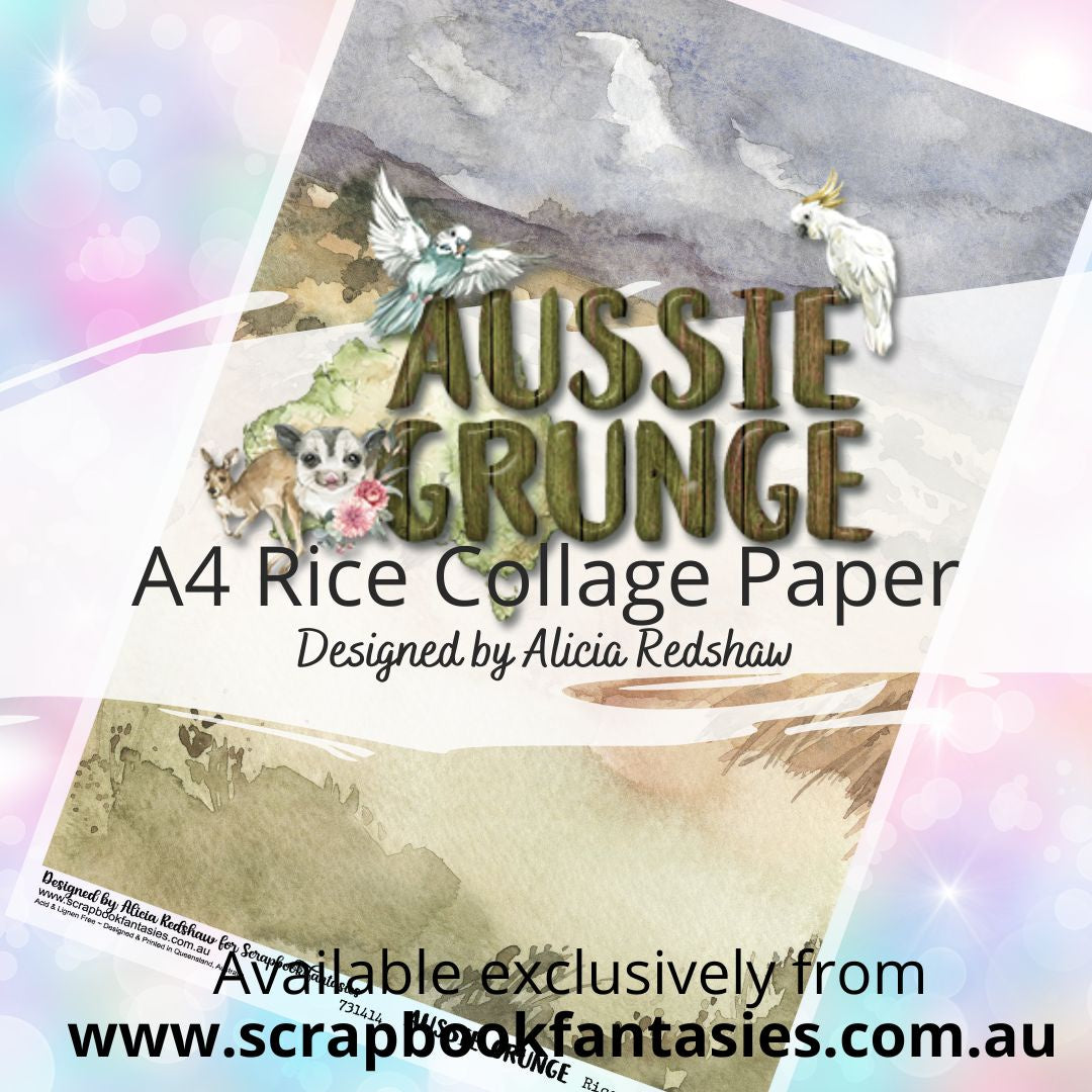 Aussie Grunge A4 Rice Collage Paper - Outback Scene