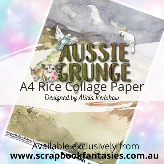 Aussie Grunge A4 Rice Collage Paper - Outback Scene