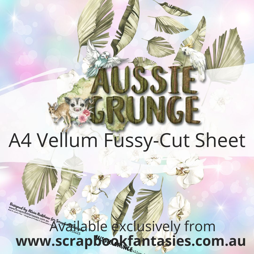 Aussie Grunge A4 Vellum Colour Fussy-Cut Sheet - Orchids 731415