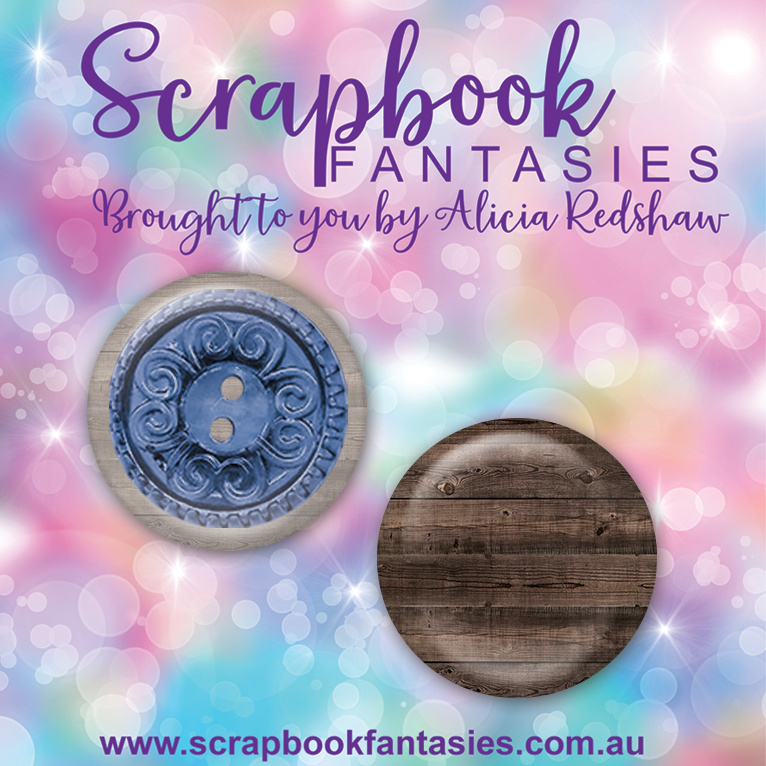 Beautiful Family Flair Buttons [1"] - Blue Button & Wood (2 pieces) Designed by Alicia Redshaw