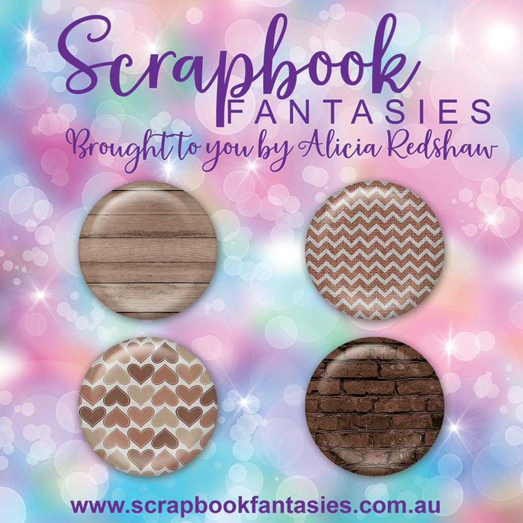 Beautiful Family Flair Buttons [1"] - Brown Patterns (4 pieces) Designed by Alicia Redshaw