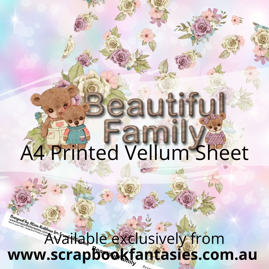 Beautiful Family A4 Printed Vellum Sheet - Floral Bouquets Pattern 13166