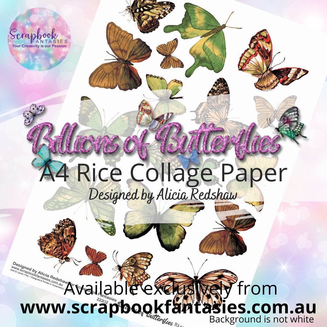 Billions of Butterflies A4 Rice Collage Paper 2 - Designed by Alicia & Naomi-Jon Redshaw 22202