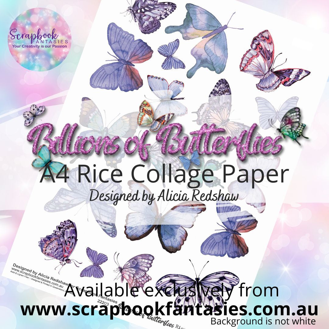 Billions of Butterflies A4 Rice Collage Paper 3 - Designed by Alicia & Naomi-Jon Redshaw 22203