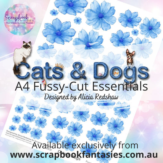 Cats & Dogs A4 Colour Fussy-Cut Essentials - Blue Flowers 223232